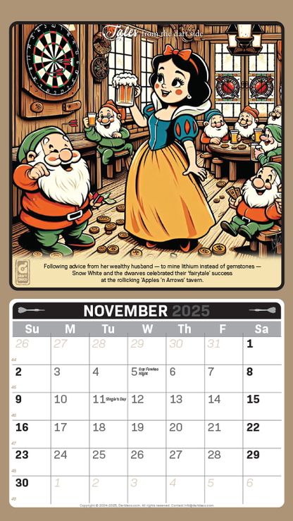 2025 Darts Calendar 'Tales from the dart side'